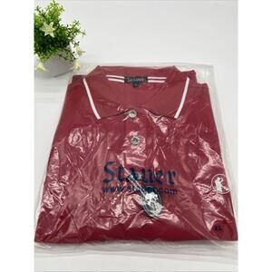 Stauer Red Polo Shirt White Trim 100% Cotton Men’s XL Classic Fit